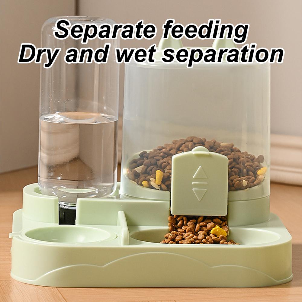 1 PC 2-in-1 Automatic Feeder with Controllable Food Amount for Small Animal Pets Rabbits Cats Dogs Feeder Bowl with Drink Bottle