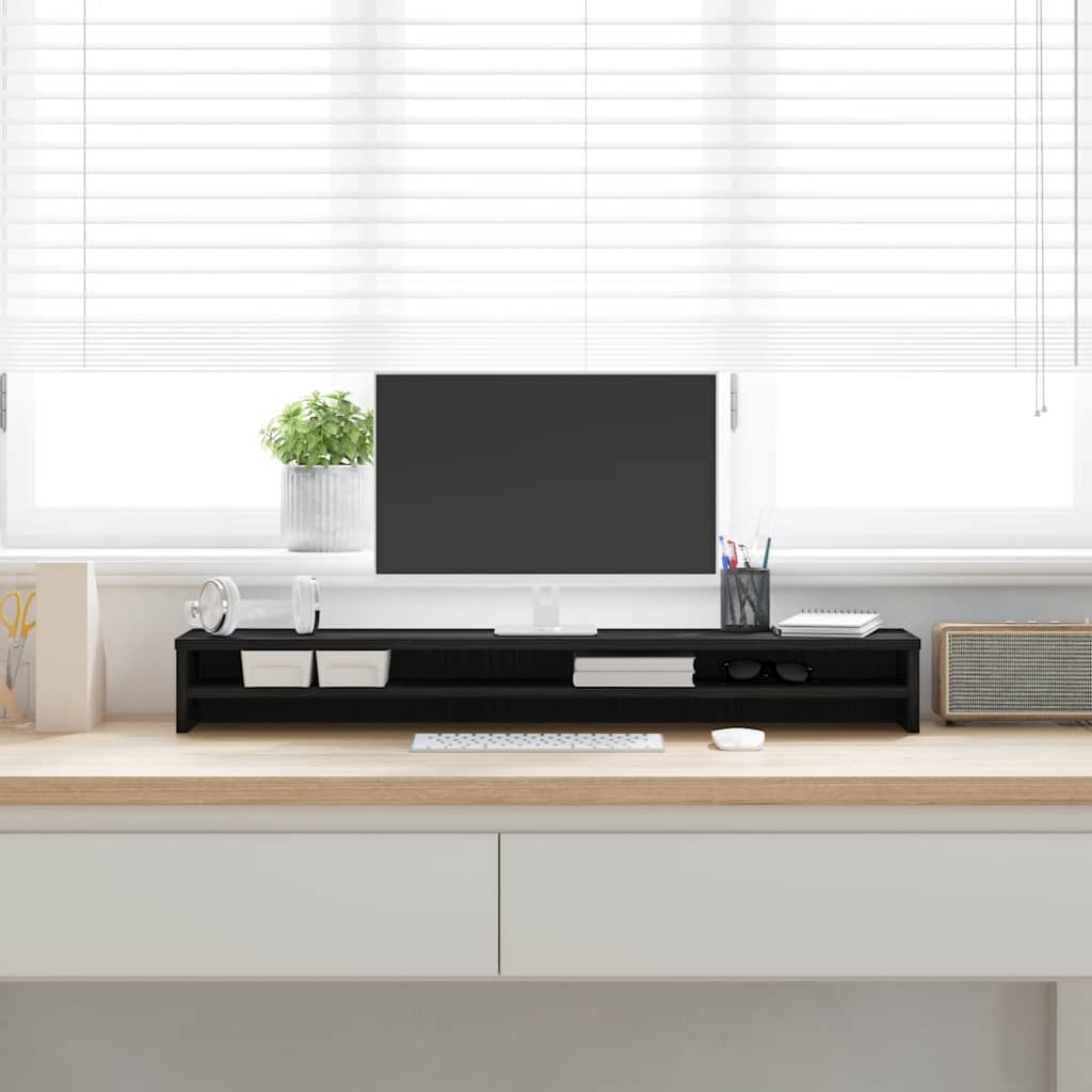 Monitor Stand in Black Oak Finish 100 x 24 x 13 cm Engineered Wood