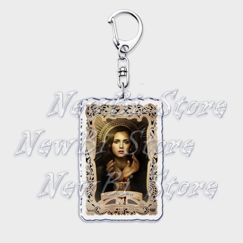 TVD The Vampire Diaries Keychain for Accessories Bag Damon Stefan Salvatore Elena Gilbert Key Chain Keyring Jewelry Fans Gifts