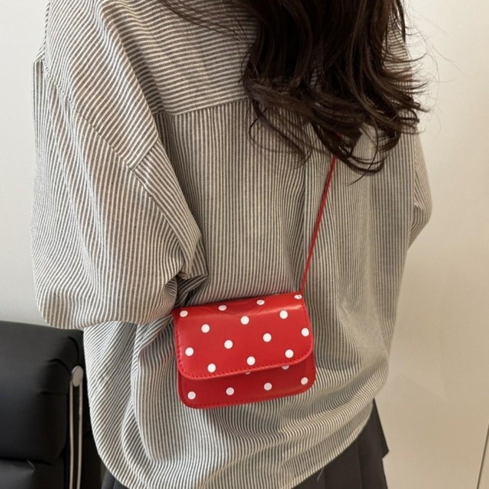 PU Polka Dot Crossbody Bag Sweet Single-Shoulder Bag Fashionable Mini Square Bag  Casual