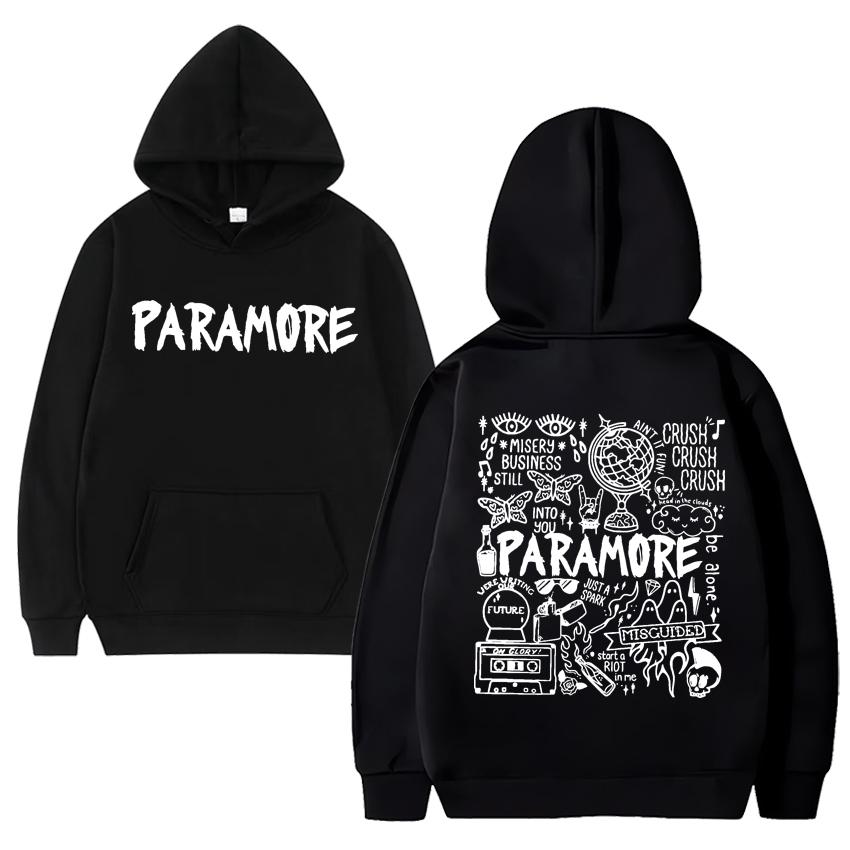 Paramore Band Graffiti Kunst Tour Album Kapuzenpullover Herren Damen Retro Streetwear Unabhängig vom Geschlecht Fleece-Kapuzenpullover Langarm-Sweatshirt