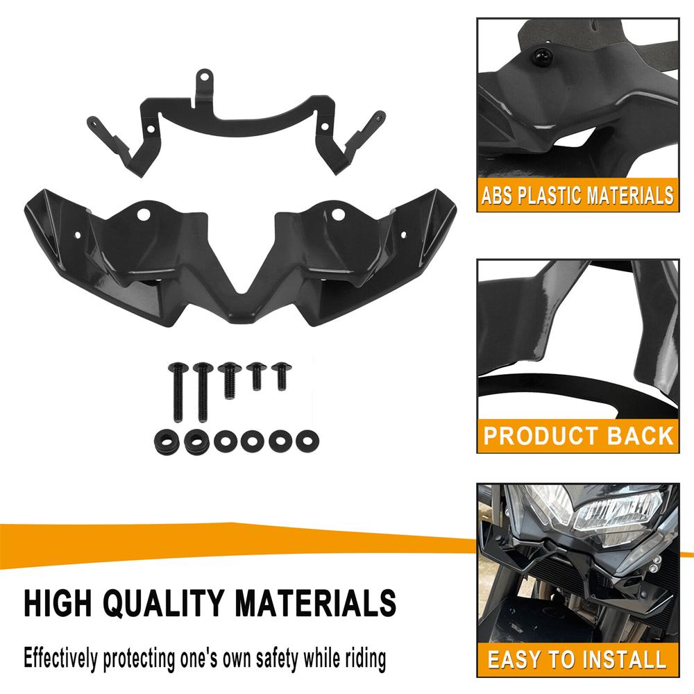1x Gloss Black Front Spoiler Fairings Wind Deflector For Kawasaki Z900 2020-2024