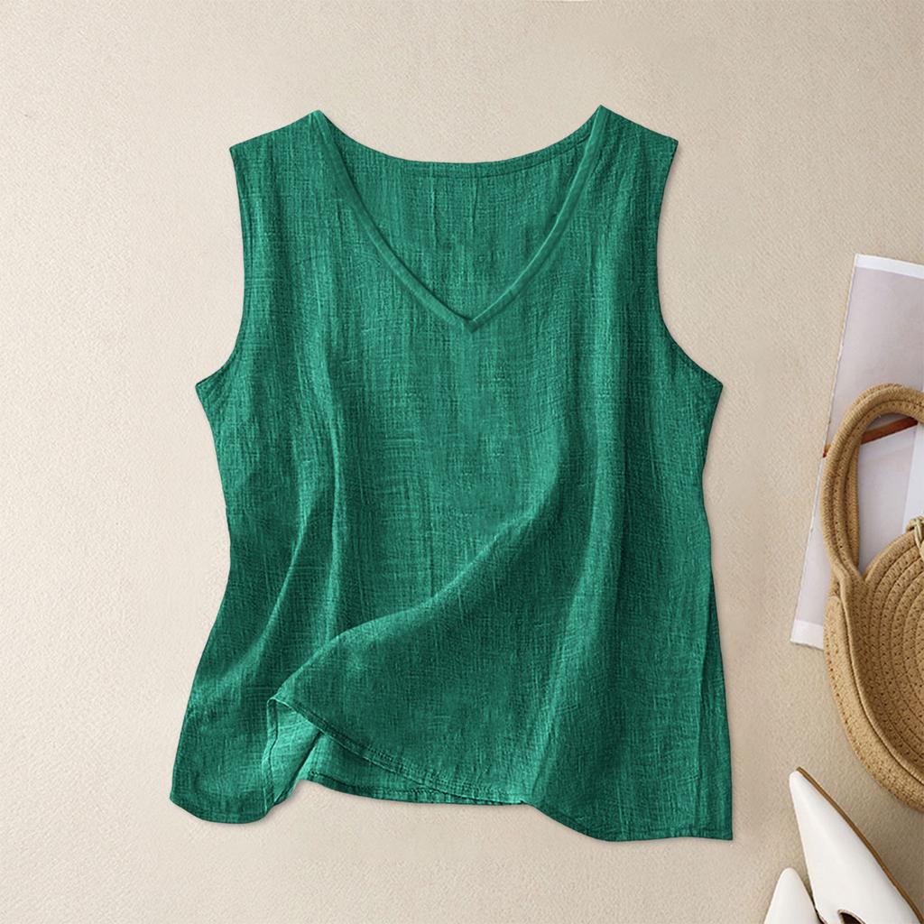 Sleeveless V Neck Tank Top for Women Lightweight Casual Loose Fit Summer Blouse Soft Breathable Fabric