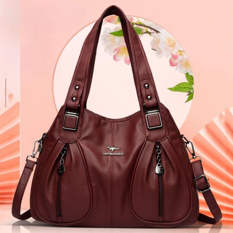 Soft leather pleated shoulder bag Crossbody tote women's bag