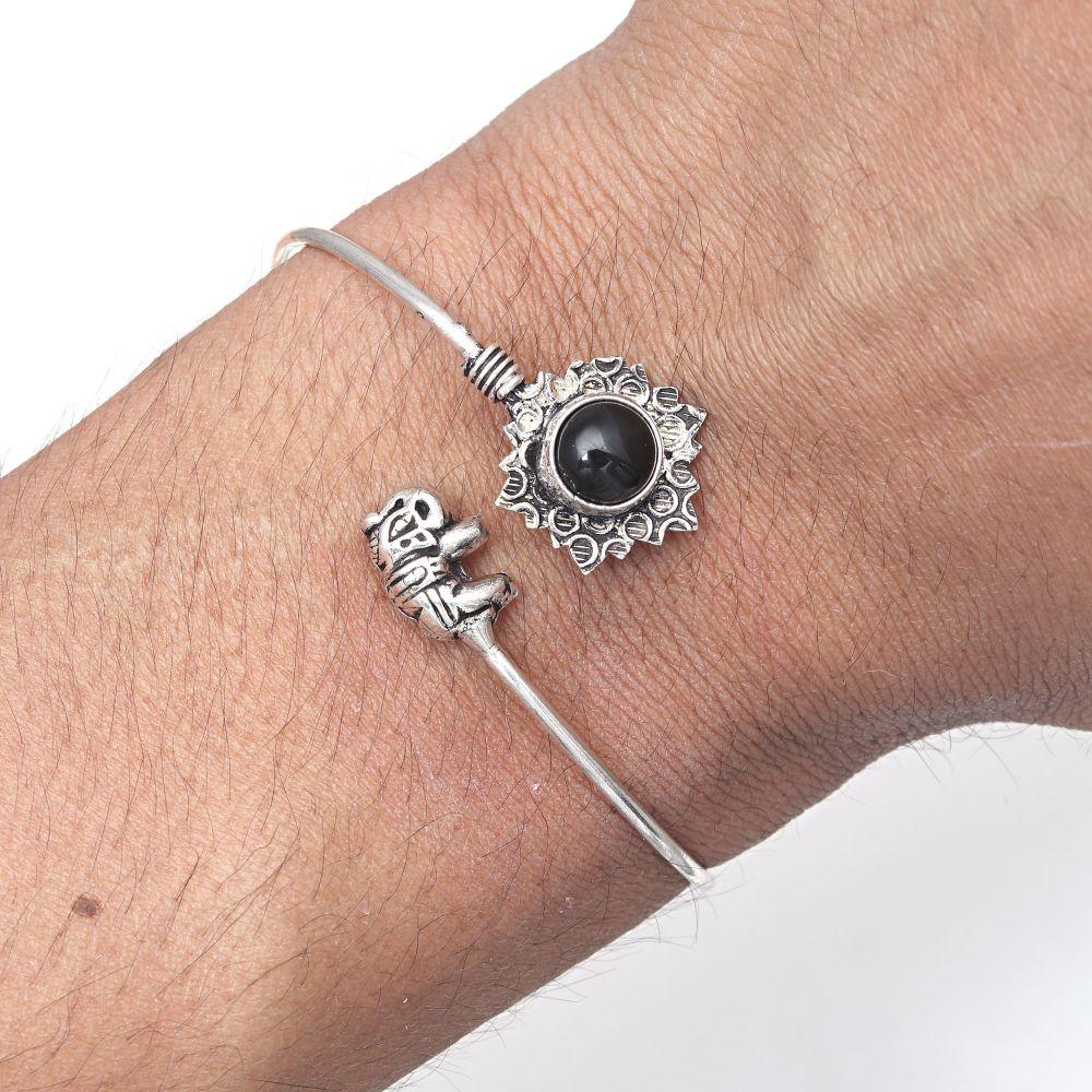 Black Spinal Gemstone ručně vyráběné stříbrné šperky manžetové náramky 7''nastavitelné