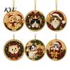 Acrylic Santa Hanging Ornaments 6 Pcs Christmas Pearl Art Ornaments, 2D Flat Holiday Tree Pendant, Decorations Effect Decoration for Home Wall