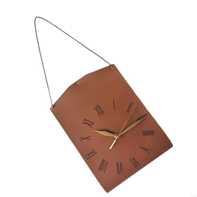 62KD Handbag Designs Wall Clock PU Leather Quiet Clock Home Decoration Accessories