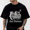 Drawn Motorcycle San Francisco Design Cotton T-shirt Men Short Sleeved Casual Round Neck Unisex Tops Tee
