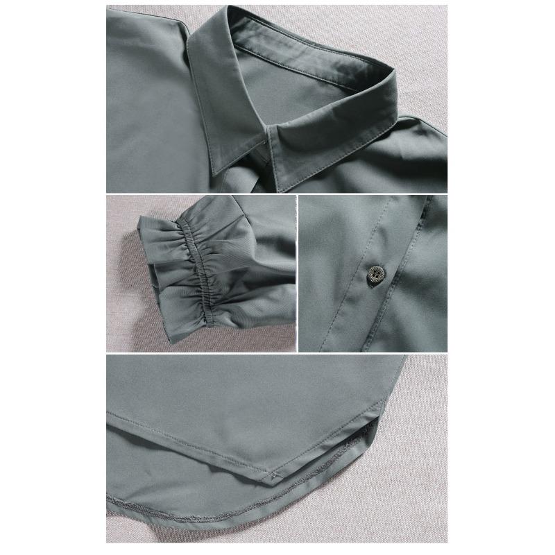 YYFS Moda Mujer Casual Verano Primavera Color Sólido Estampado Manga 1/2 Cuello POLO Blusas y Camisas