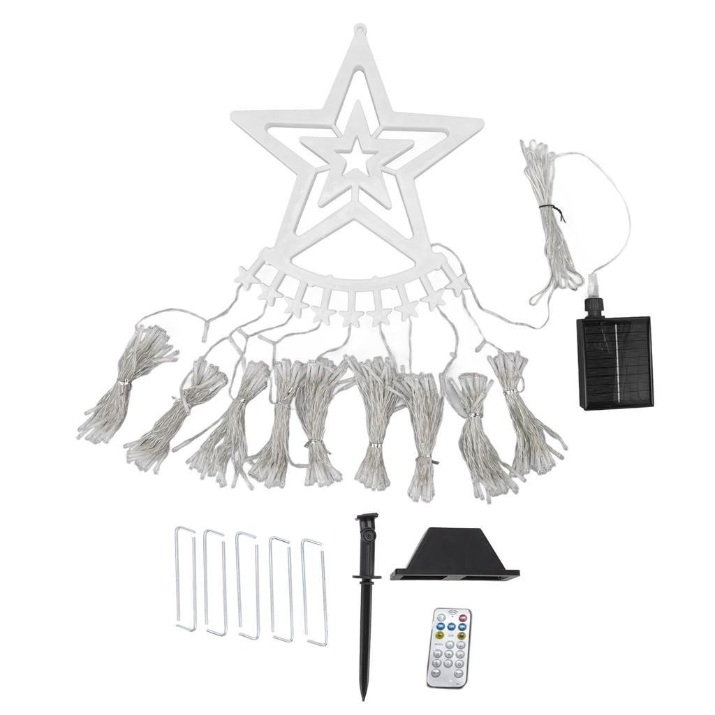 Christmas Tree Waterfall Lights Solar 350LED 8 Modes Waterproof Waterfall String Lights With Remote