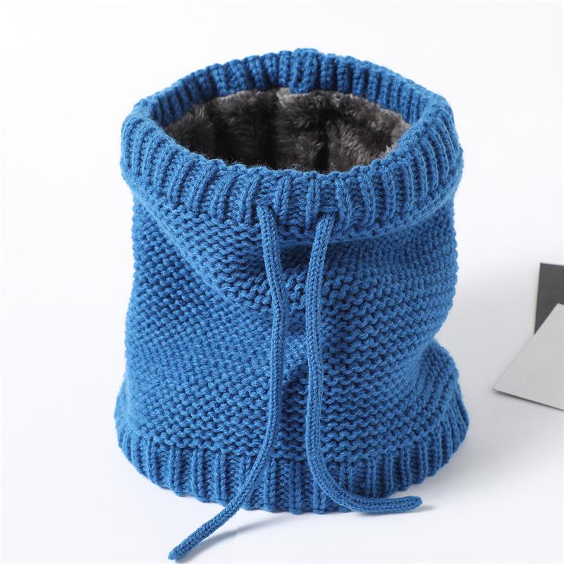 Unisex Autumn Winter  Knitted Ring Neck Cover Scarf Children Thickened Fleecing Drawstring Neckerchief Women Men Decoration