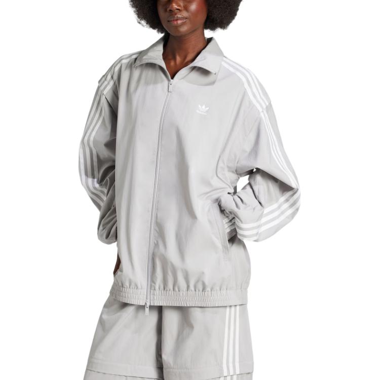 adidas Originals Woven Firebird ADILENIUM ZIP Off TRACK TOP Jackets & Coats Women's Light Gray JM9253