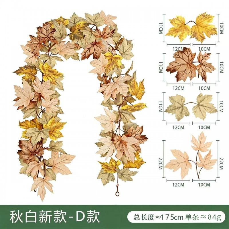 Artificial Maple Leaf Vine Fall Decor Black Leaves Harvest Season Home Decoration Silk Floral Garland