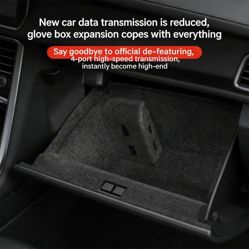 High Speed Charging Hub Glove Box Docking Station Central Control Splitter Adapter Car Accessories Easy to Install
