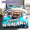 Set Copripiumino Trapuntato con Immagine di Erling Haaland Federe Decorazione per la Casa Regalo di Compleanno (1 * copripiumino + 2 * federa, senza nucleo)