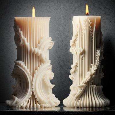 DIY Muster schnitzen zylindrische Kerze Silikonform einzigartiges Wellenmuster römische Säule Kerzenform zylindrische Harz Gipsform