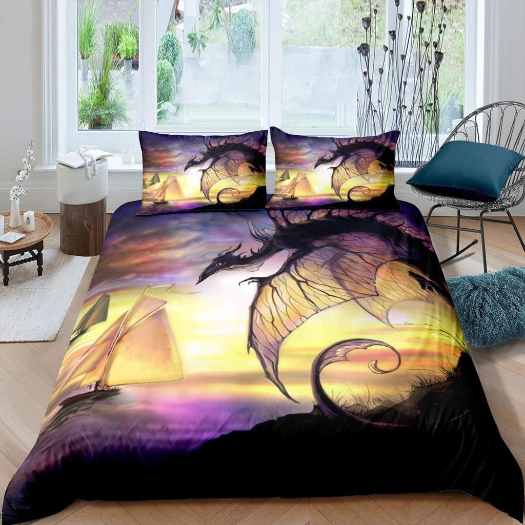 Pirate Duvet Cover Set Queen Sailboat Comforter Set Nautical Ocean Bedding Set Cool Style Quilt Cover Wave Print Decor Bedspread