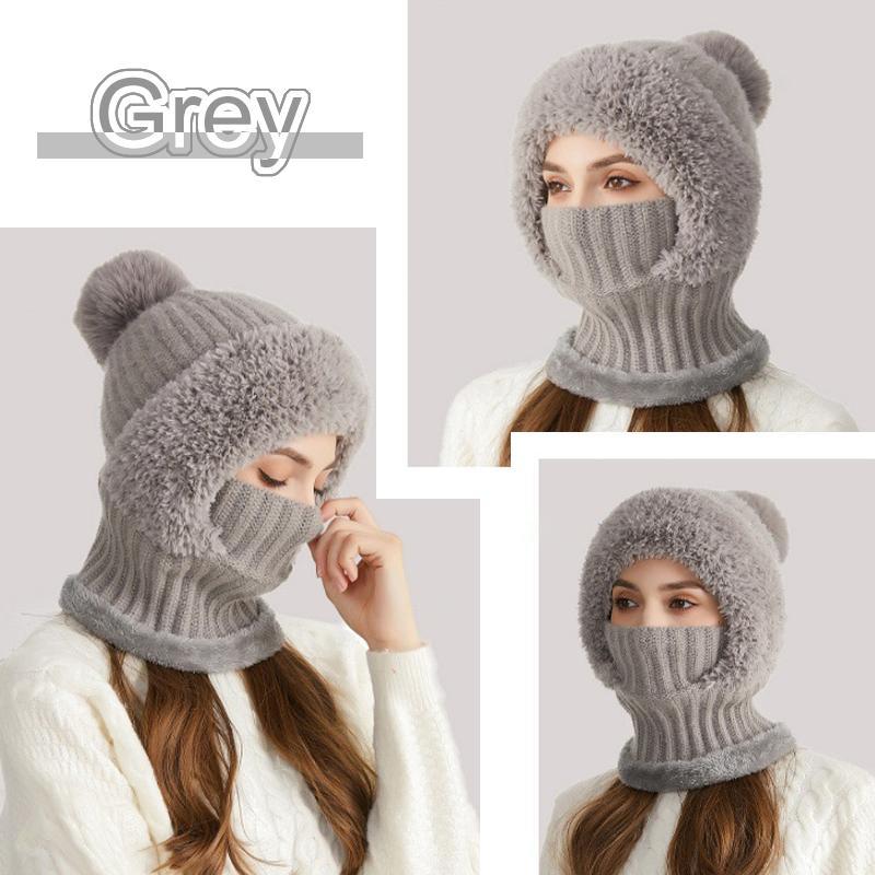 1Pc All-in-one Outdoor Hiking Winter Acrylic Fiber Warm Face and Neck Cover Plush Knitted Hat Cycling