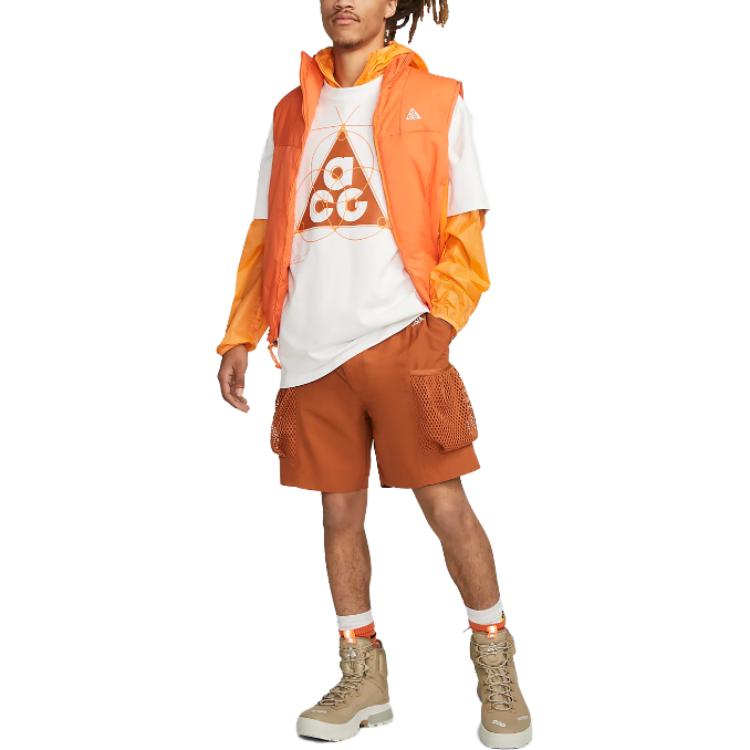 Nike ACG Snowgrass Solid Color Logo High Waist Pocket Drawstring Shorts Men Shorts Orange DV9405-246