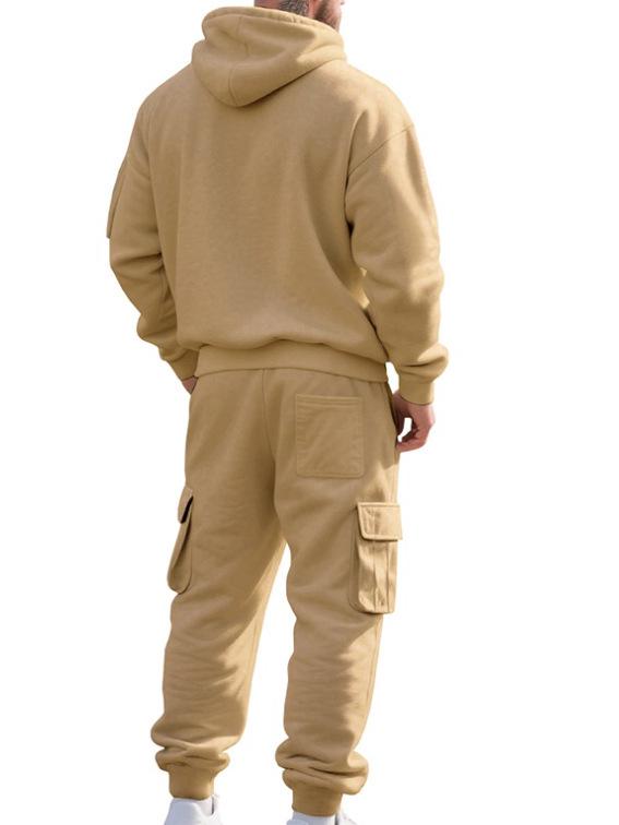 2025 Men's Multi-Pocket Casual Sports Half-Zip Hoodie Set