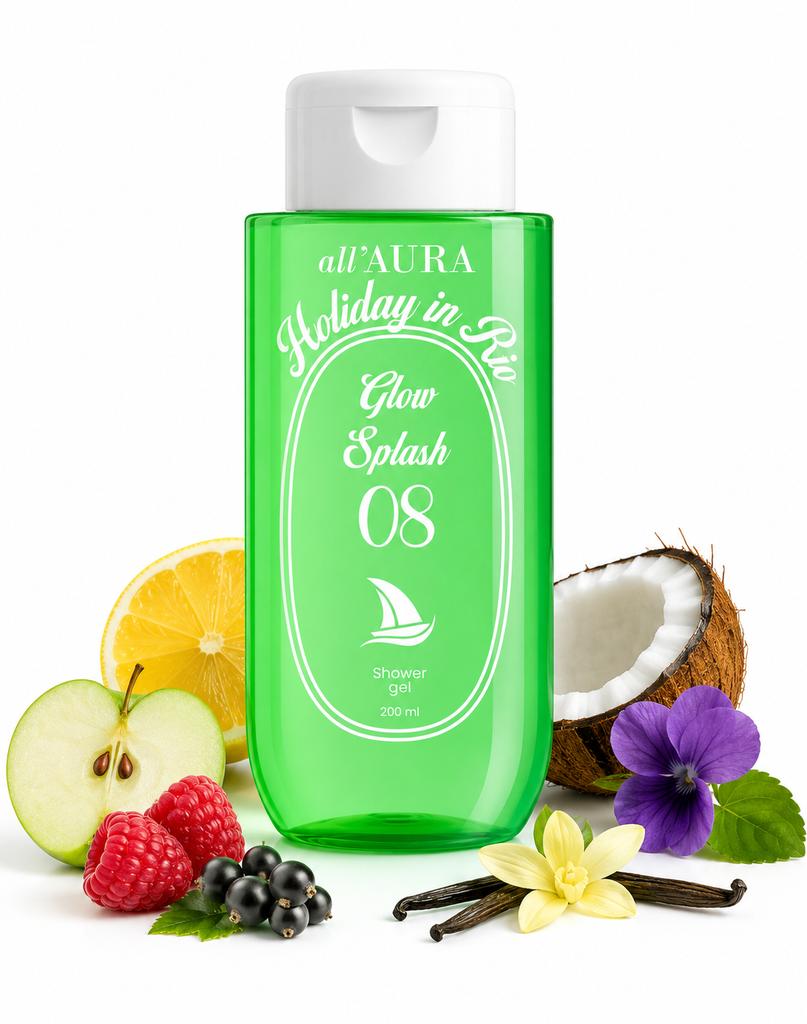 Holiday In Rio Glow Splash Shower Gel 200ml Fruity Scent Moisturizing Body Gel