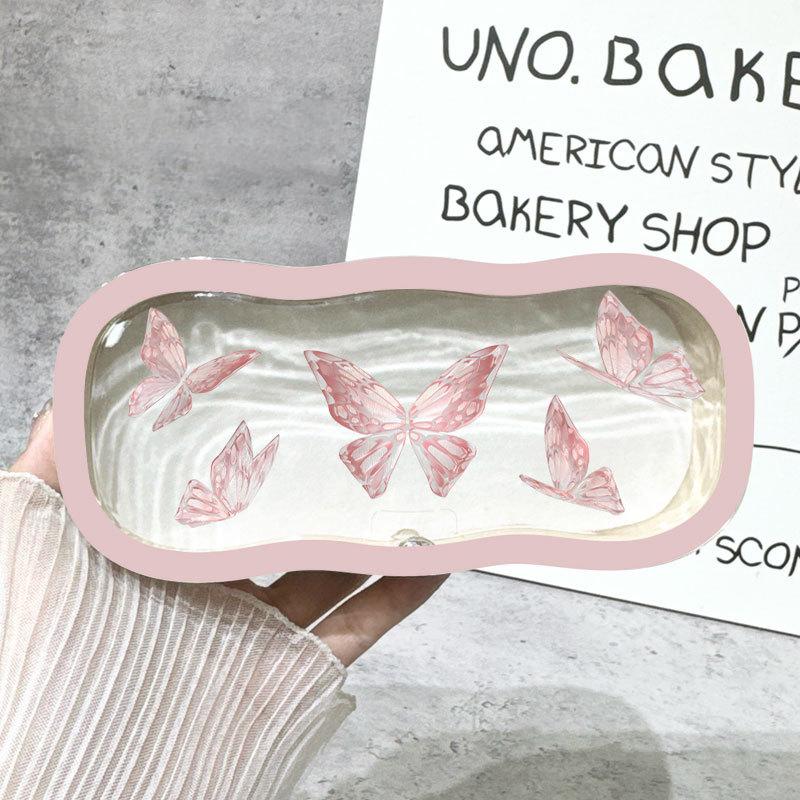 Minimalist Floral Bow Wavy Eyeglass Case,Creative Personalized Glasses Storage Box, Butterfly Kitty Eyewear Holder For Students