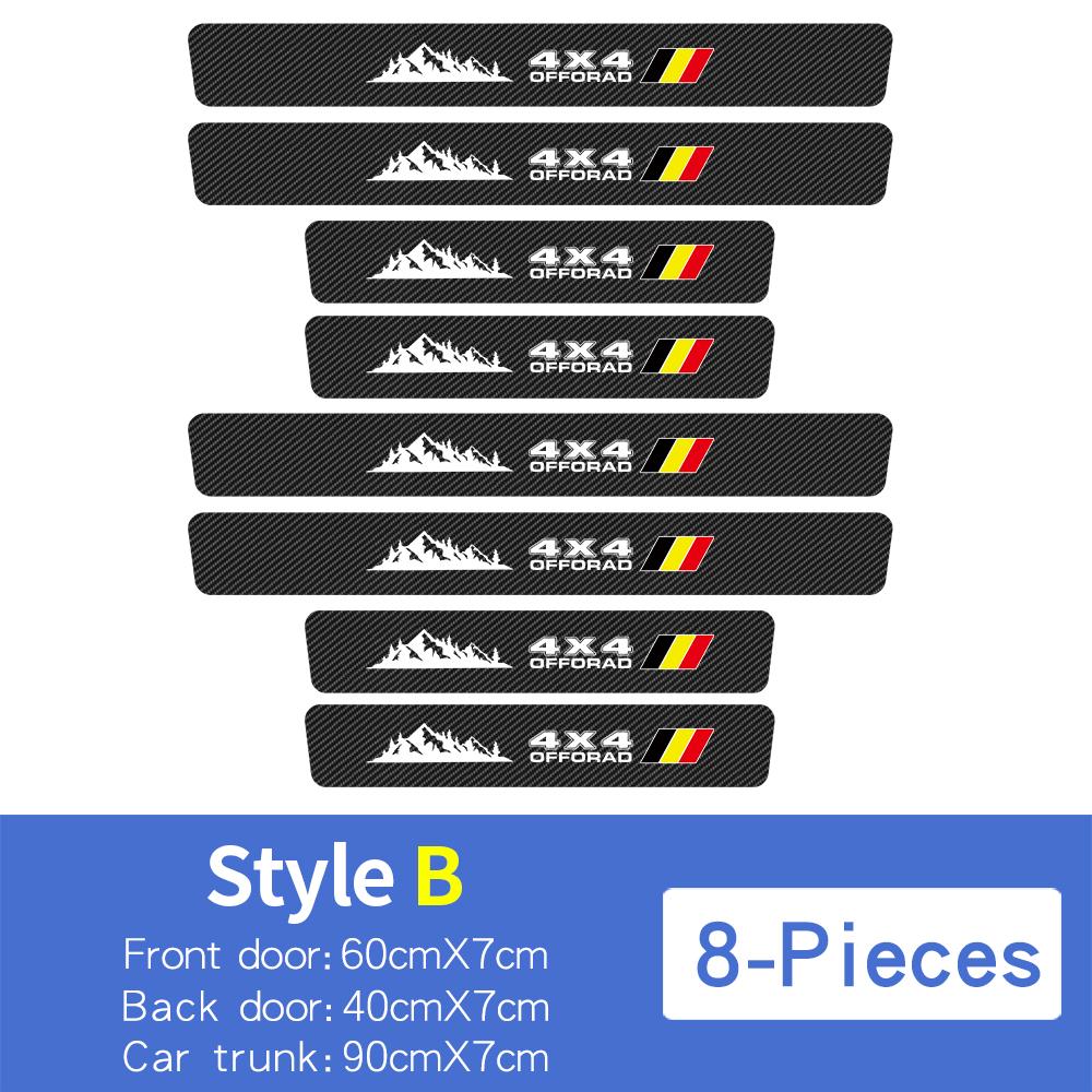 4x4 Car Door Sill Trunk Protector Stickers for Toyota Tacoma TRD 4Runner Tundra Rav4 Highlander Carbon Fibre TRD Offroad Decals