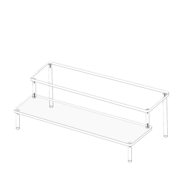 3 Tier Acrylic Display Risers Organizer for Cosmetics For Perfumes Cupcakes and Collectibles 30cm Length Clear Shelf Stand