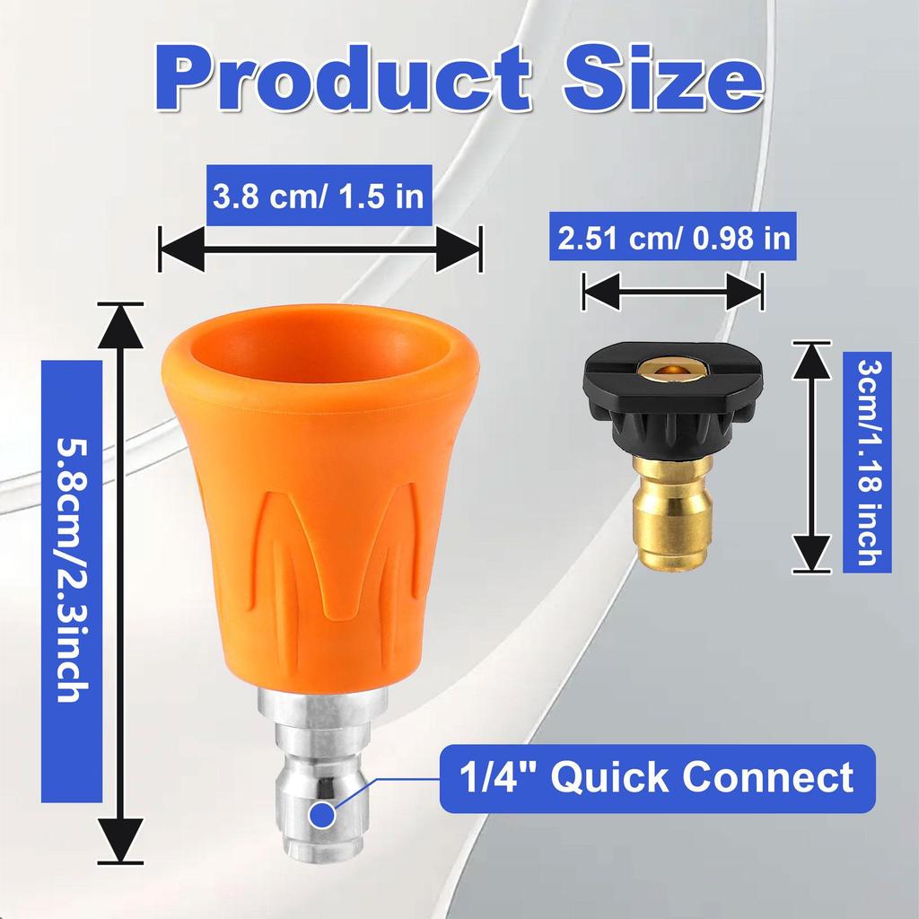 Car Washer: Quick-Connect, Color-Coded, Splash-Proof Nozzle with Soft Rubber Sleeve