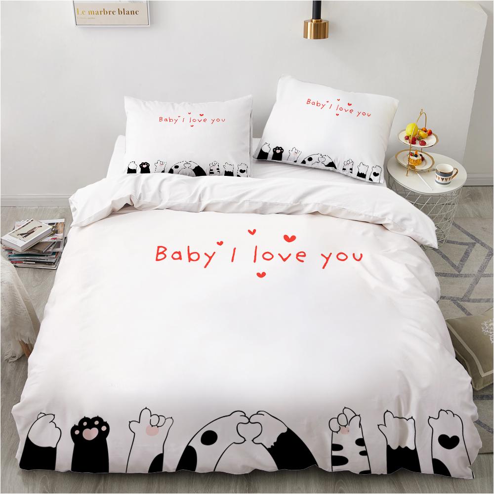 Animal Kitty King Queen Duvet Cover Lovely Pet Cat Bedding Set Cartoon Quilt Cover 2/3pcs Colorful Polyester Comforter Cover