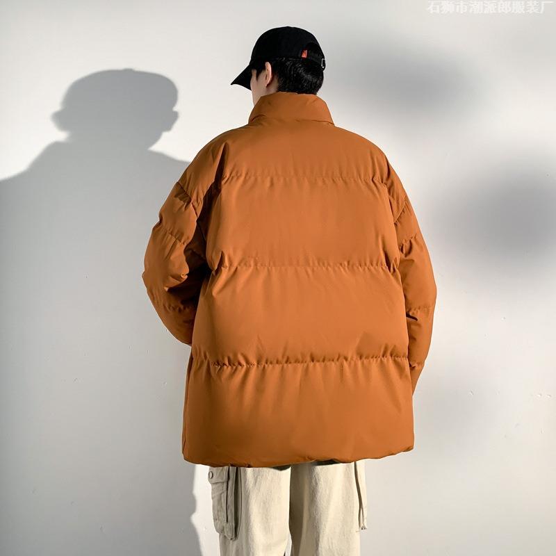 Winter New Stand-up Collar Simple Sports Thickened Warm Cotton Clothes Solid Color Couple Loose Trend Cotton Coat