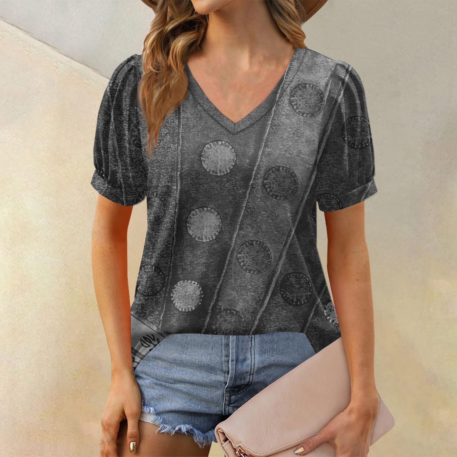 

Женская модная футболка с коротким рукавом и V-образным вырезом, с принтом в стиле пэчворк, с цветными блоками, свободная повседневная футболка S