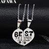 Stainless Steel Best Friends Pendant Necklace Women Silver Color Statement Necklace Jewelry Christmas Day Gift Joyas N769S01