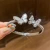 Zircon Mother-of-Pearl Butterfly Open Bangle - Elegant, Fashionable, High-End Women's Jewelry.