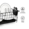 Luxuriöser Abtropfständer aus Stahl mit Abtropfschale | 3-teiliger Schneidebrett- und Glas-/Deckelhalter | Küchenkorb zum Trocknen von Utensilien