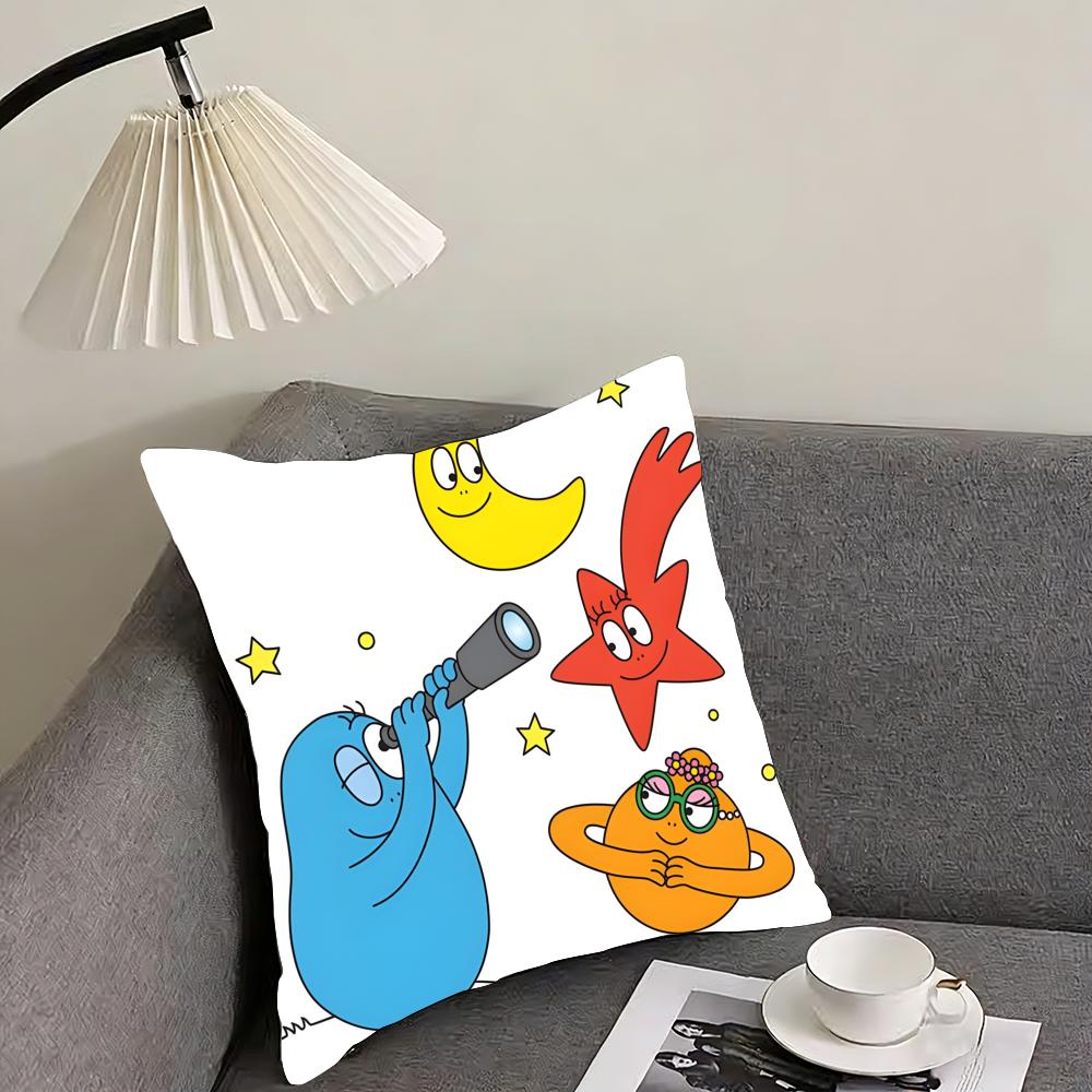 Cute cartoon B-B-Barbapapas Cushion Cover Reversible Plush Pillow Cover – For car, sofa, bedroom, perfect as a gift.