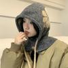 Knitted Warm Wool Hat Women's Winter Flower Drawstring Balaclava Ear Cap