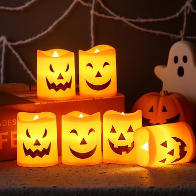 2026 Halloween Decoration Spooky Pumpkin Electronic Candle Light Candlestick for Party Room Haunted House Atmosphere Decor Use