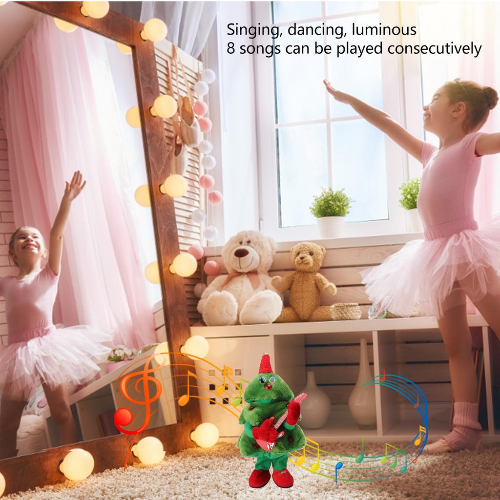 Electric Christmas Tree Plush Toy 8 Songs Continuous Play Glowing Swinging Singing Dancing Cute Electric Plush Toy for Kids