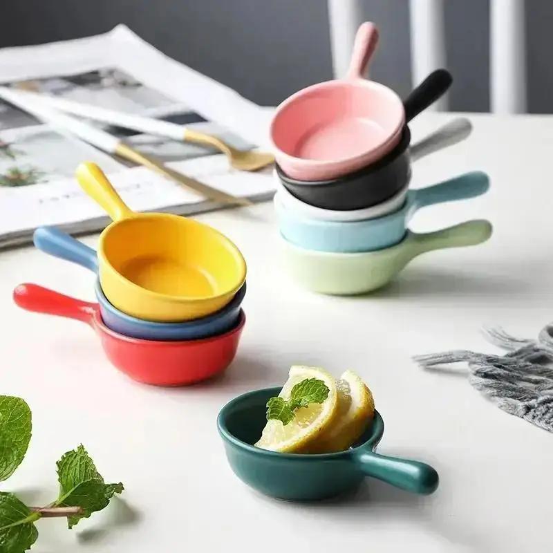 1 Pcs Mini Ceramic Dish Japan Style Bowl Suit Household Eat Dinner Food Tools Use Soy Sauce Vinegar Sushi Dipping Plate