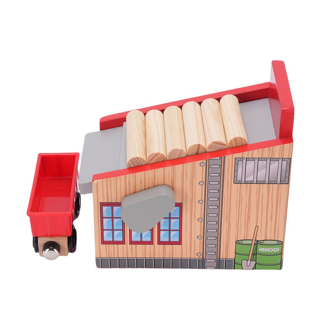 8 Pcs Wooden Train Track Accessories Expandable Wood Railway Toy Scene Accessories for Children