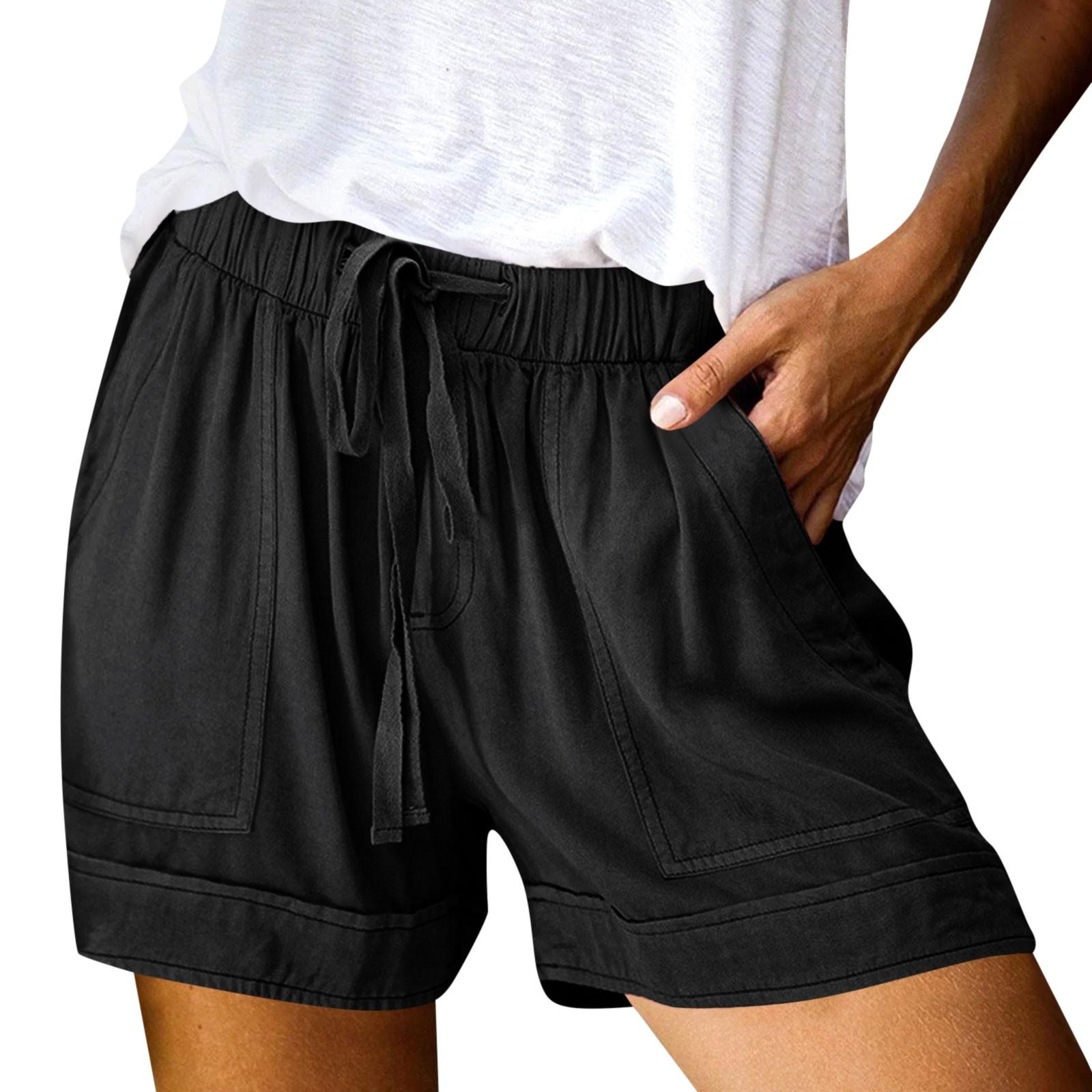 

Женские повседневные летние эластичные пляжные шорты однотонные повседневные шорты XXL