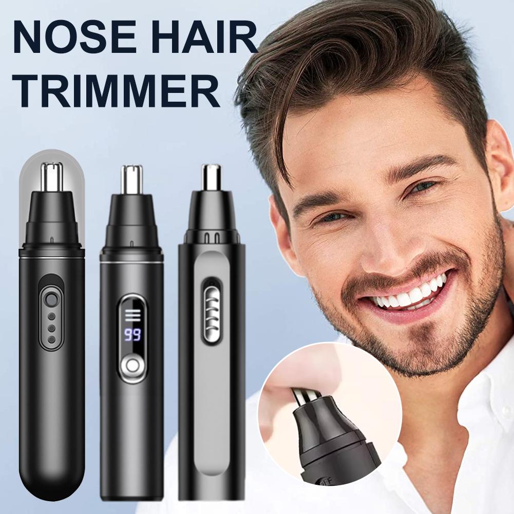 Electric Nose Hair Trimmer for Men, Rechargeable Nose Hair Scissors, Nose Cleaner, Nose Hair Shaver and Groomer