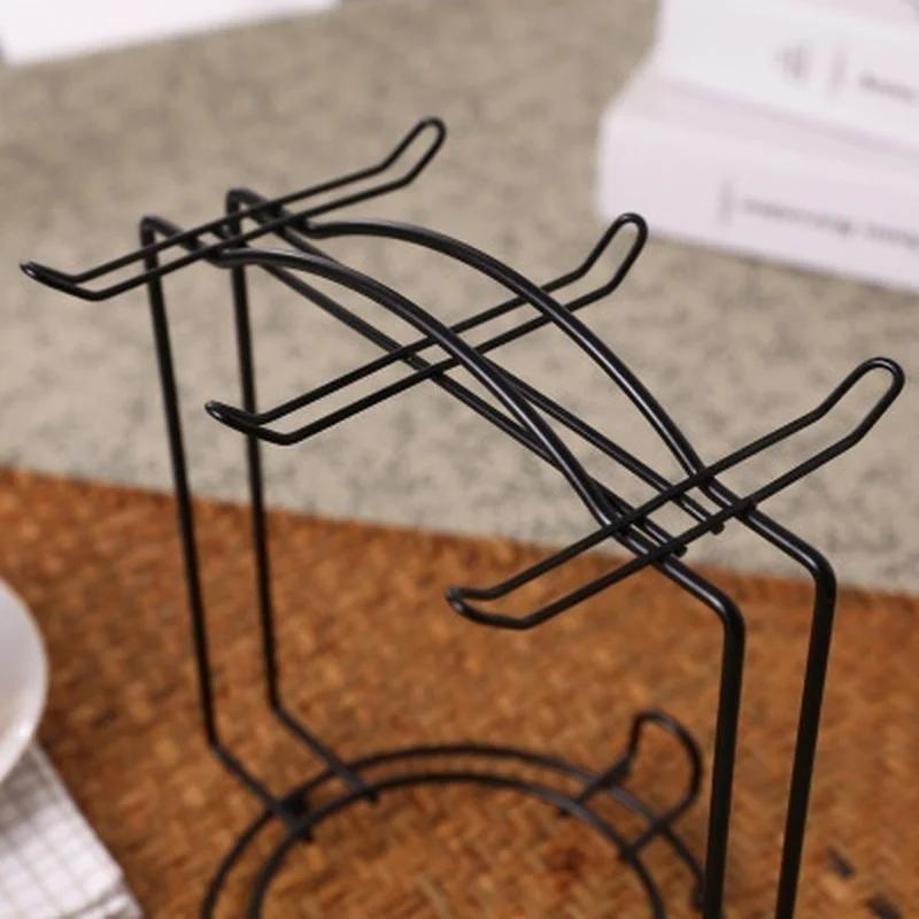 1 Pcs Coffee Cup Holder Hanging Partition Cup Holder Storage Rack Iron Cup Shelf Stand For Kitchen Counter Steel Display Stand