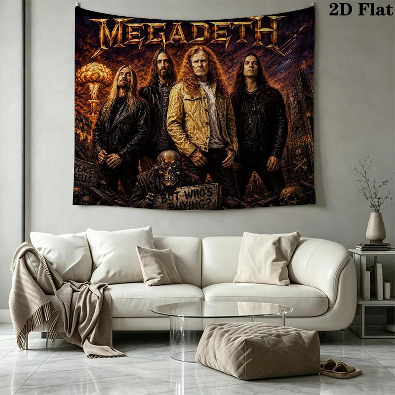 Megadeth Wall Tapestry Aesthetic Wall Hanging Printed Fabric Blanket Decorative Tapestries for Bedroom Living Room Home Decor