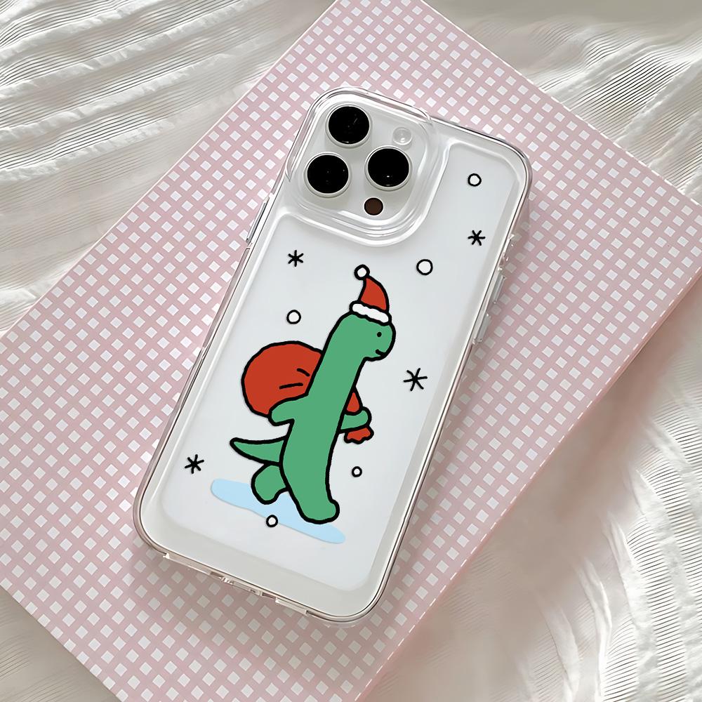 Cute Cartoon Dinosaur Phone Case for IPhone 17 16 16e 15 14 13 12 11 Mini Pro Max X XR XSMax 7 8 Air Plus Transparent Back Cover