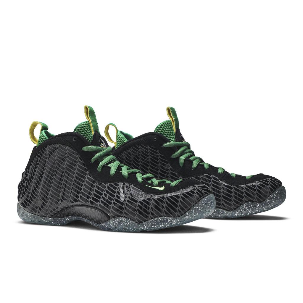 Nike Air Foamposite One 'Oregon Ducks' (Unisex) Black / Yllw Strk-Appl Grn-Slvr Basketball Shoes 652110 001