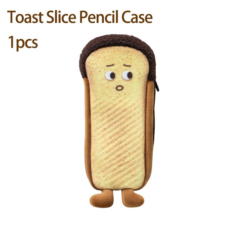 1pcs Cookie Pencil Case Bread Pencil Case Toast Pencil Case Unisex Stationery Large Capacity Portable Bag Cosmetic Pouch
