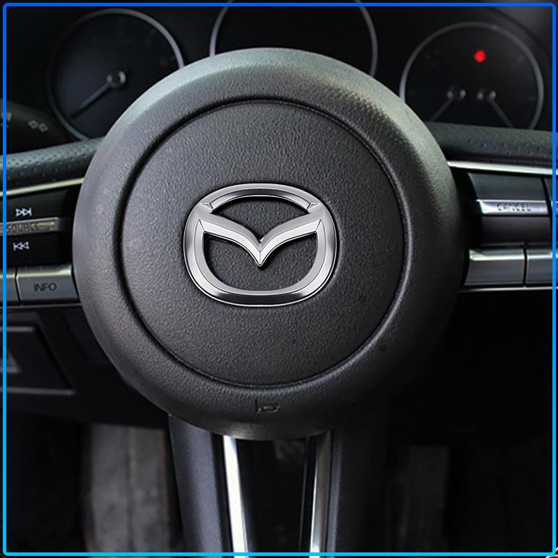 For Mazda 6 3 CX5 5 2 323 CX7 Demio Atenza Axela MX30 CX30 CX3 CX9 RX8 RX7 ABS Car Steering Wheel Center Emblem Sticker Accessories
