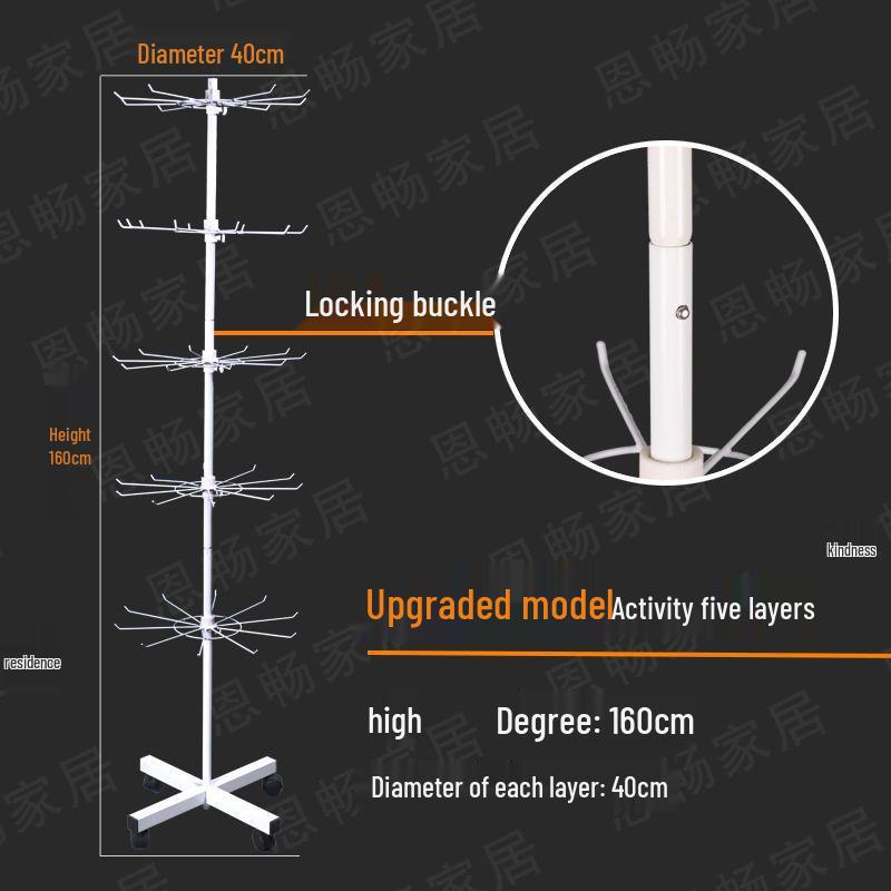 Multilayer Rotating Display Stand with Wheels for Jewelry, Socks, Keychains, Toothbrushes & Stationery